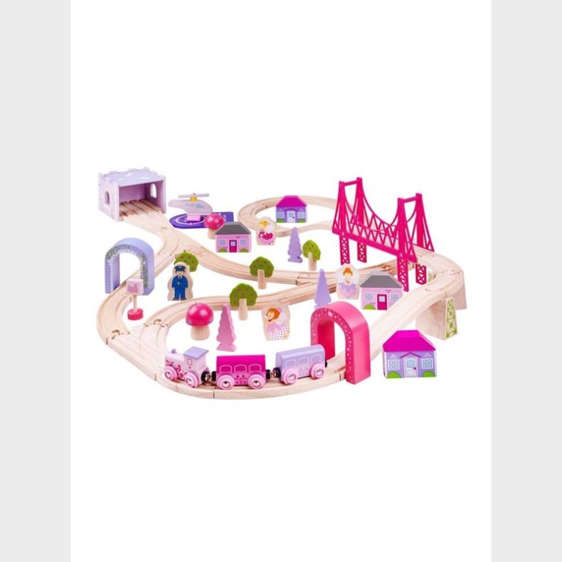 Bigjigs Wooden Train Set City - Pink