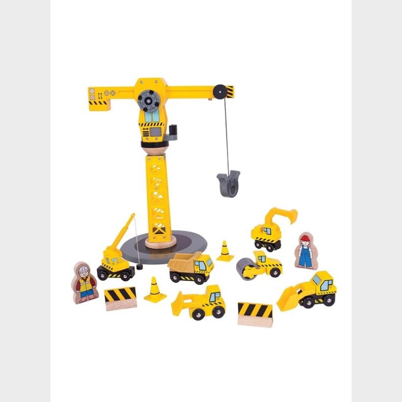 Bigjigs Wooden Crane &amp; Construction Vehicles