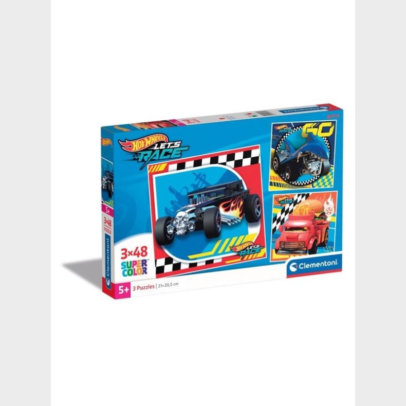 Clementoni Jigsaw Puzzle Super Color Square Hot Wheels 3x48pcs.