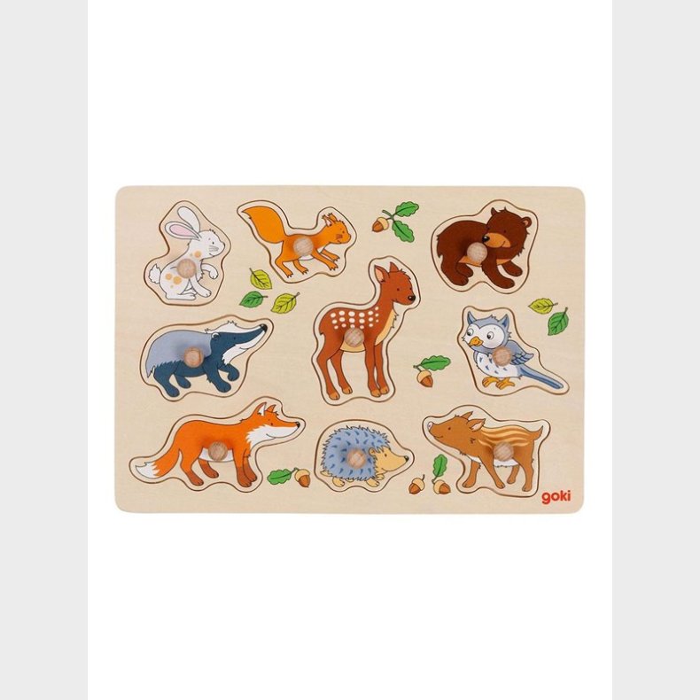 Goki Wooden Stud Puzzle Forest Animals 9 pcs. Wood