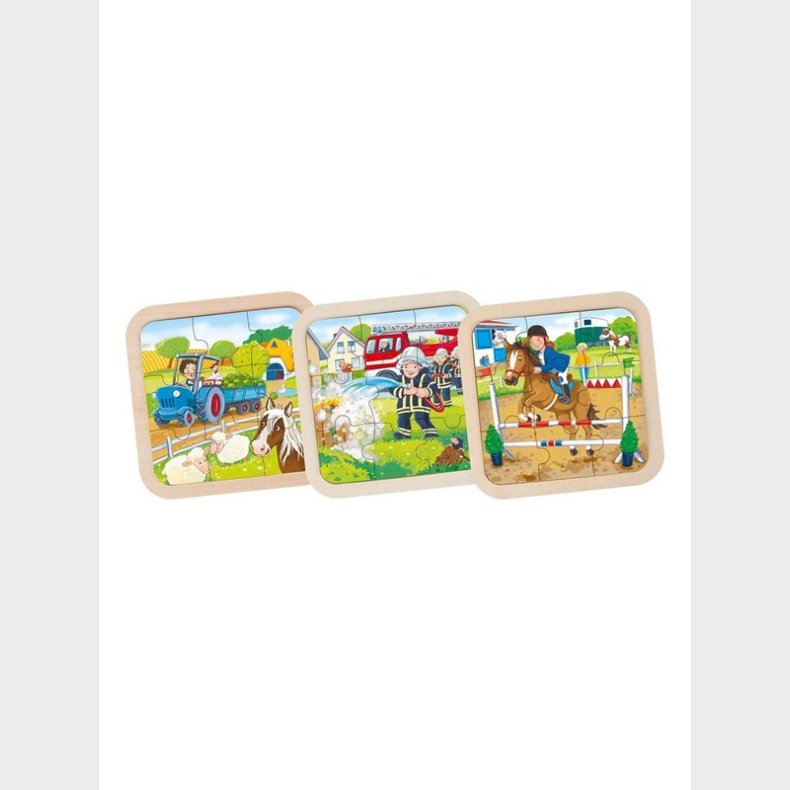 Goki Wooden Jigsaw Puzzle Farm Fire Department H Wood