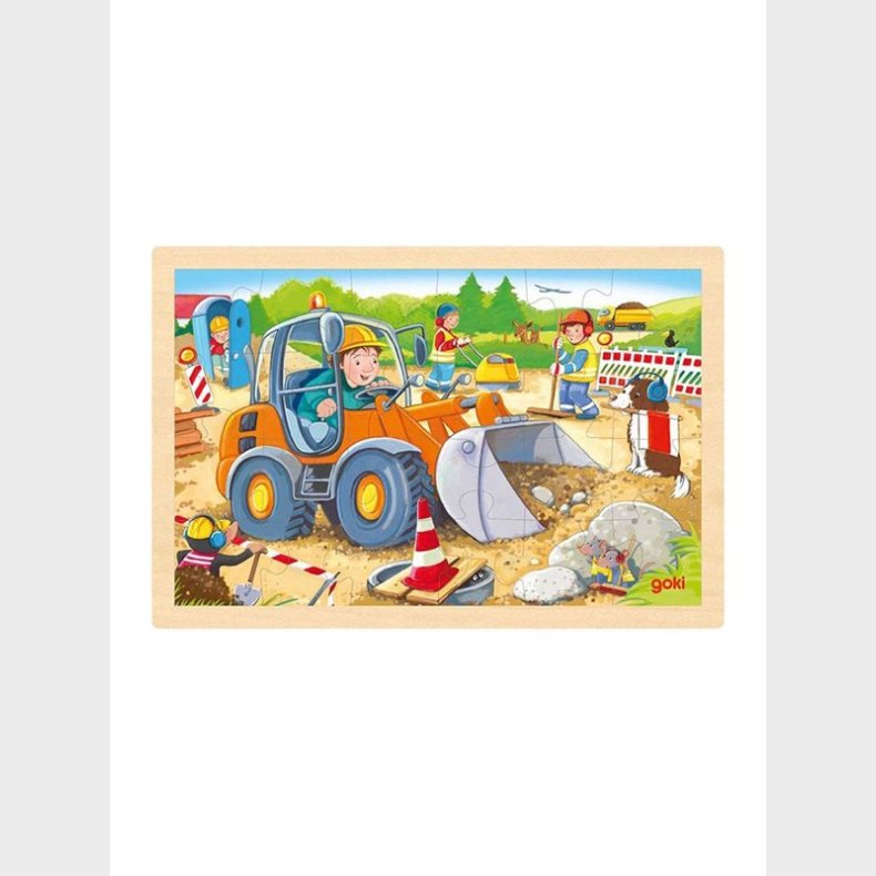 Goki Wooden Jigsaw Puzzle Construction Site 24 pc Wood