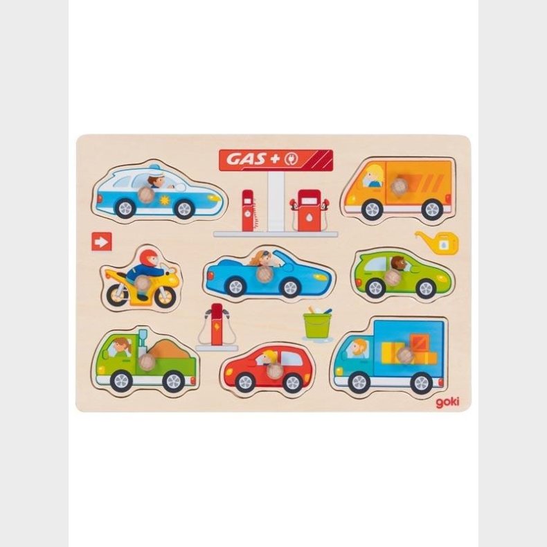 Goki Wooden Stud Puzzle Gasoline Station 8 pcs. Wood