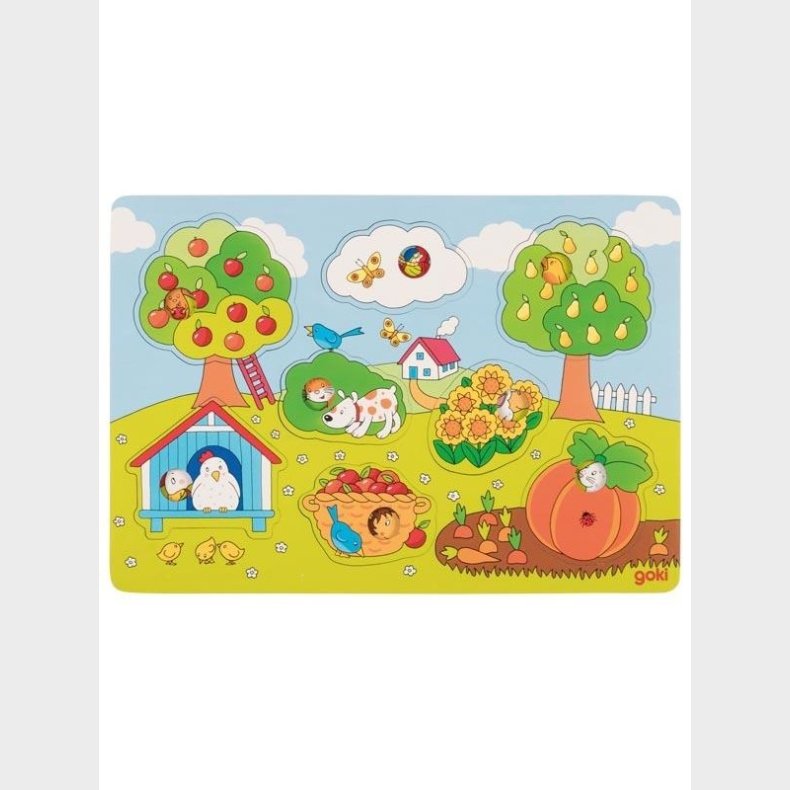 Goki Wooden Background Shape Puzzle in the Garden 8 pcs. Wood