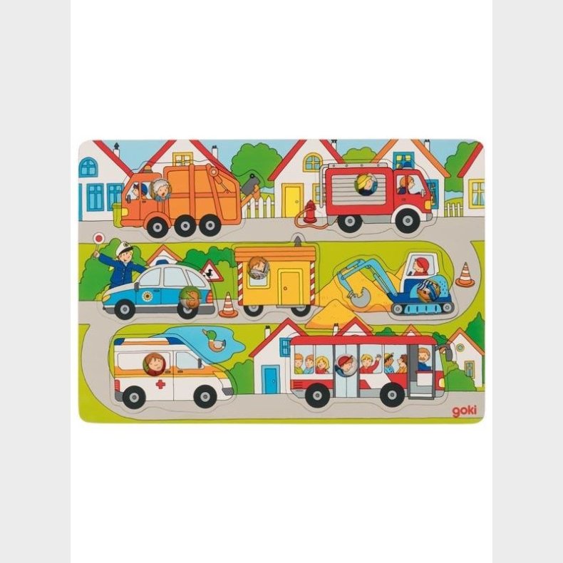 Goki Wooden Background Shape Puzzle in the Streets 7 pcs. Wood