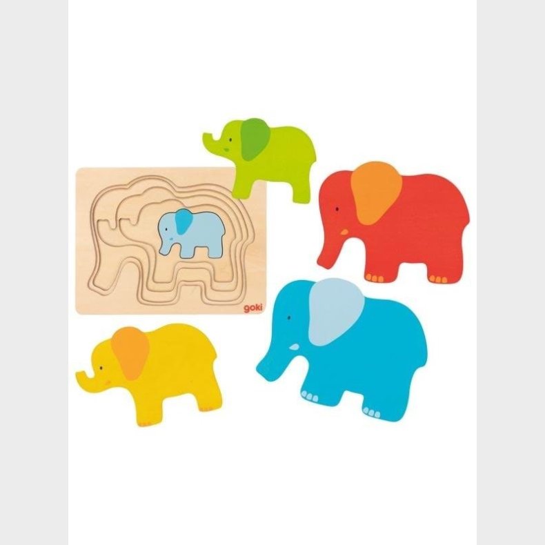 Goki Wooden Layer Puzzle Elephant 5 pcs. Wood