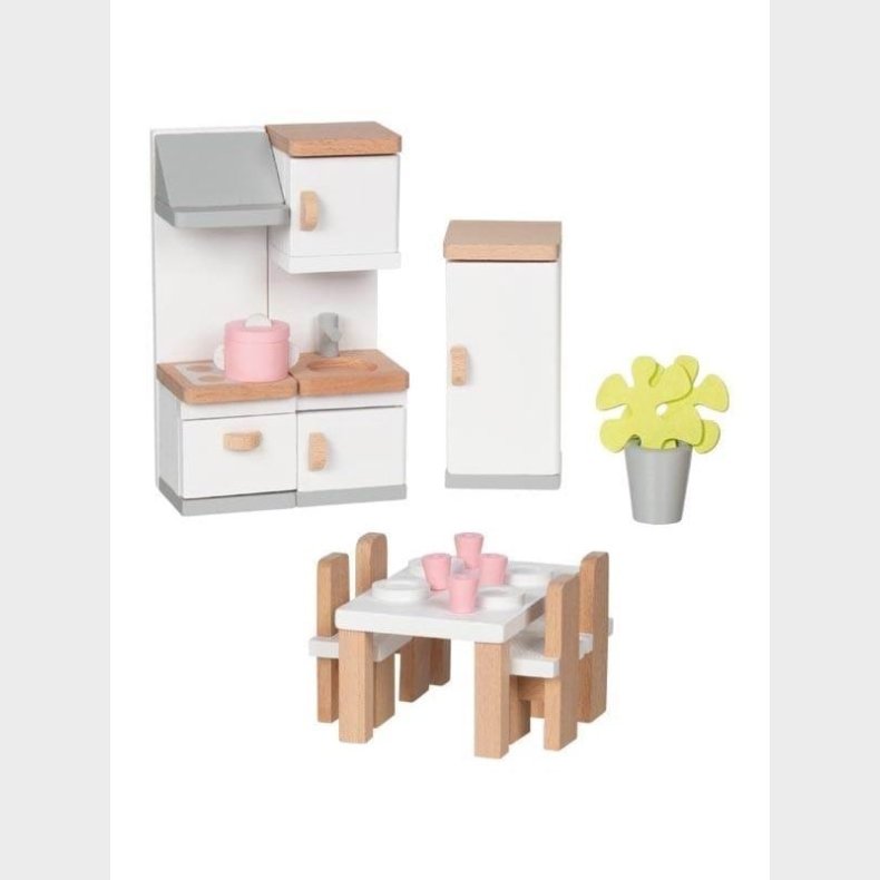 Goki Wooden Doll Furniture Kitchen 20 pieces.